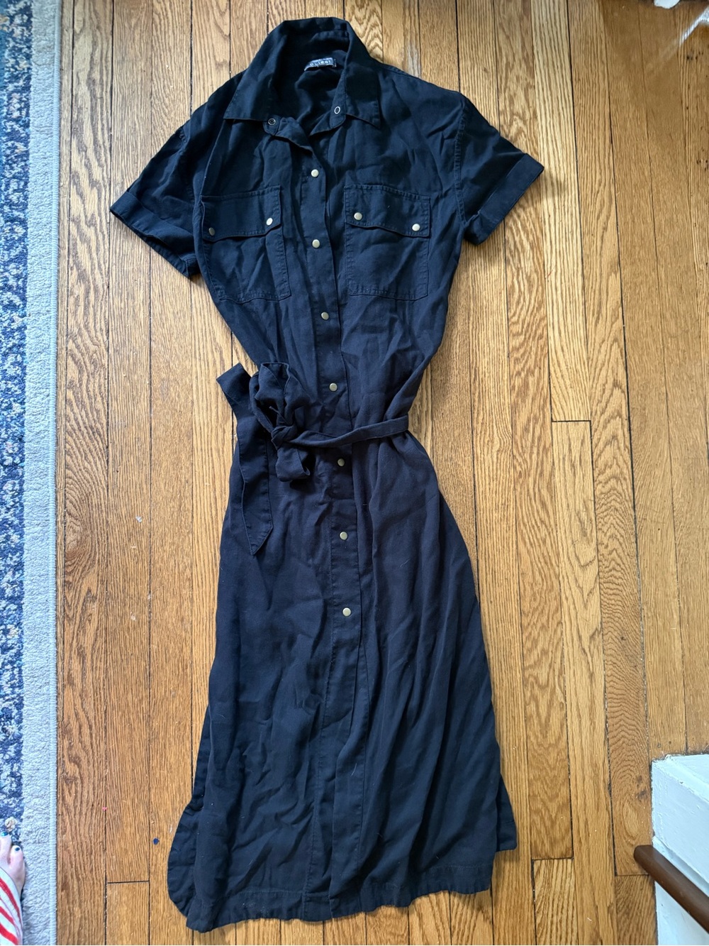 DL1961 Black Short-Sleeve Maxi Shirt Dress - Size Small